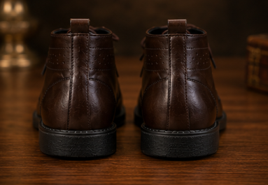 Dark Brown Leather High Neck