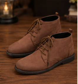 Brown Leather High Neck Shoes