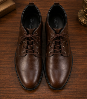 Dark Brown Leather High Neck