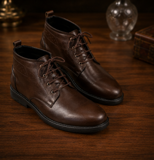 Dark Brown Leather High Neck