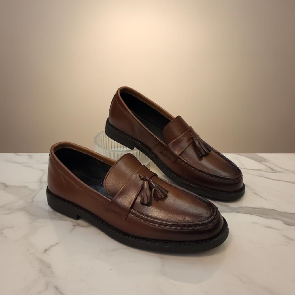 Brown Leather Tassel loafer