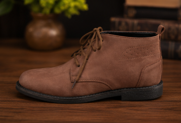 Brown Leather High Neck Shoes