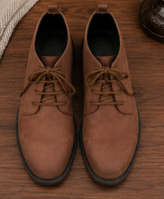 Brown Leather High Neck Shoes